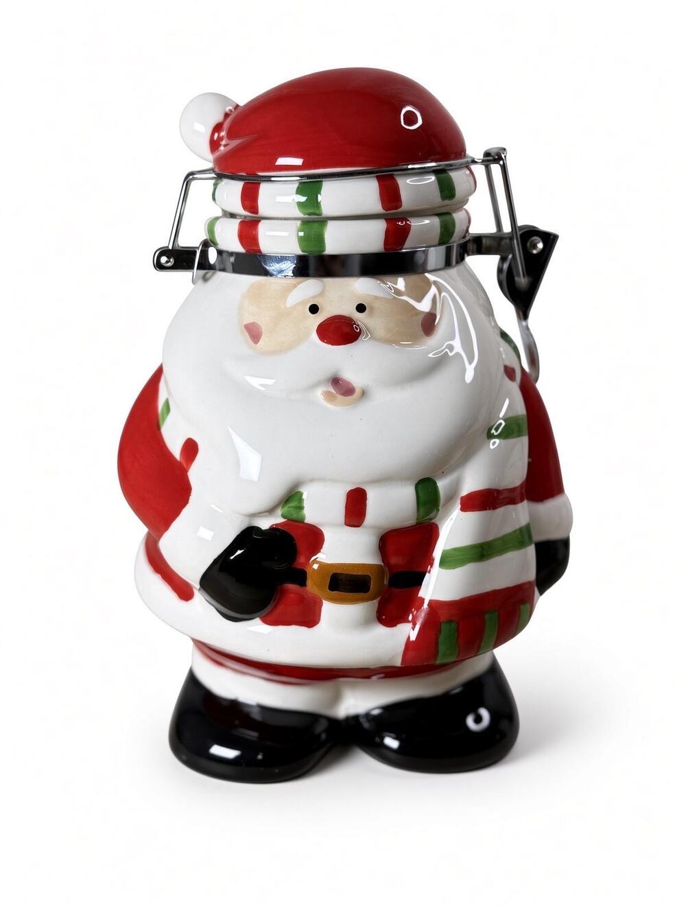 Boston Warehouse Santa Cookie Jar Candy Cane